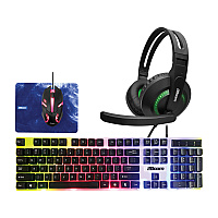 2Boom 4-in-1 LED Lighted Gaming Bundle, USB, Red (GHP440R)