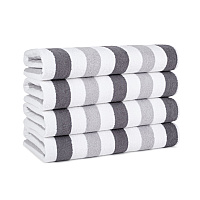 Cabo Cabana Beach Towel 30x70 Black/grey - Pack Of 4 (CABOCABANA-BK/GY)