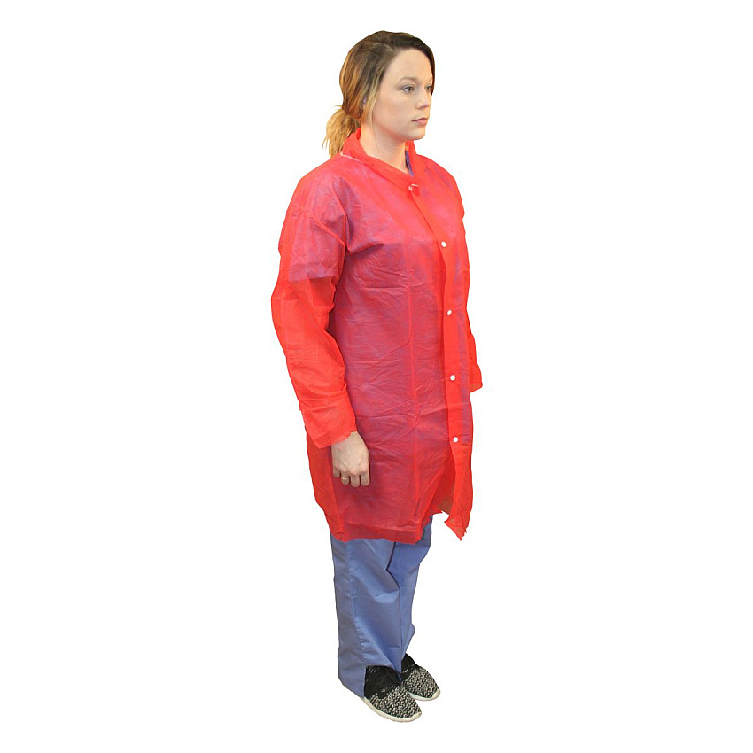 Polylite Lab Coat Long Sleeve Red Xl, Case Of 30 (M1710R-XL)