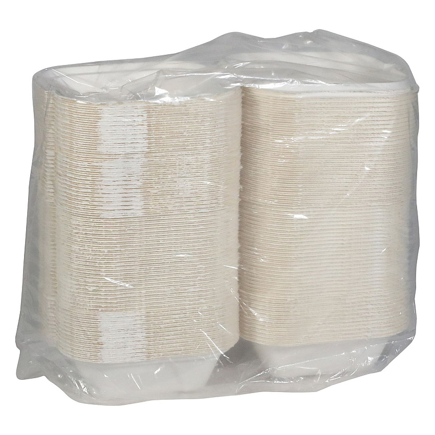 Pactiv EarthChoice PFAS Free Compostable Hinged Lid Container, 6 x 6 x 3, Natural, Sugarcane, 500/Carton (YMCH0080PFFR)