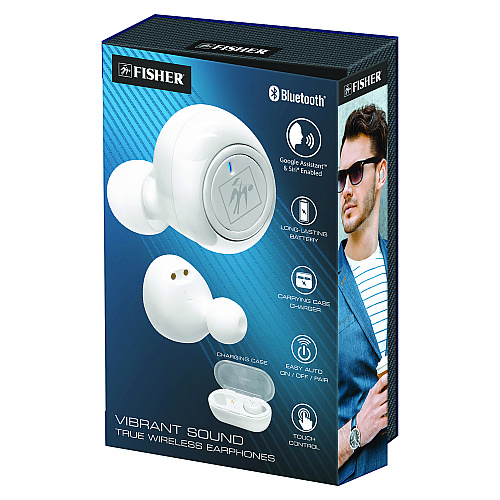 Fisher Vibrant Sound True Wireless Earphones, White (FTW210W)