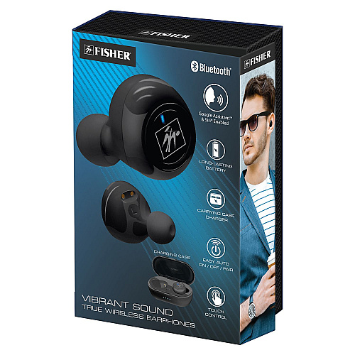 Fisher Vibrant Sound True Wireless Earphones, Black (FTW210K) |  OfficeCrave.com