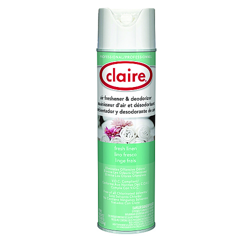Claire Aerosol Air Freshener and Deodorizer, Fresh Linen, 10 oz Aerosol Spray, 12 Cans (163)