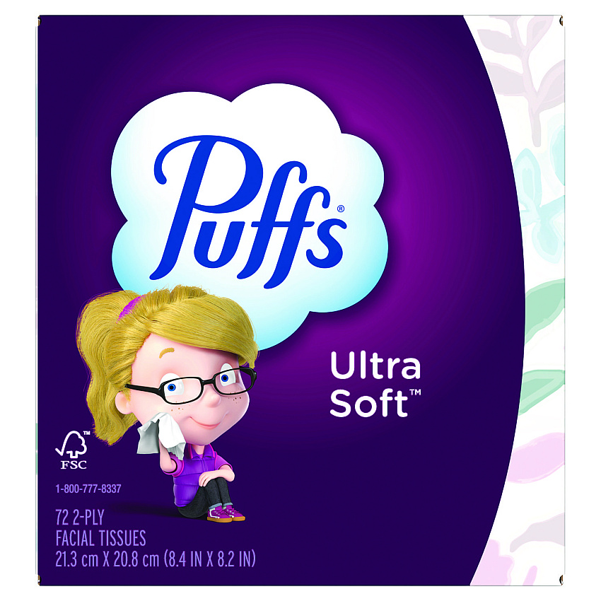 Puffs Ultra Soft Facial Tissue, 2-Ply, White, 72 Sheets/Box Purple/ - 72 / Box (97788BX)