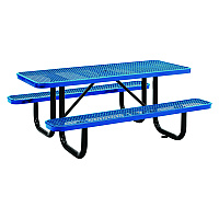 Global Industrial Expanded Steel Picnic Table, Rectangular, 72 x 62 x 29.5, Blue Top, Blue Base/Legs (277152BL)