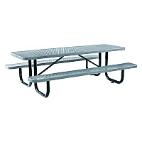 Global Industrial Expanded Steel Picnic Table, Rectangular, 96 x 62 x 29.5, Gray Top, Gray Base/Legs (277153GY)
