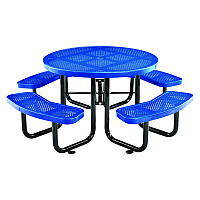Global Industrial Perforated Steel Picnic Table, Round, 46" Dia x 29.5"h, Blue Top, Blue Base/Legs (262078BL)