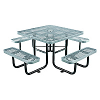 Global Industrial Expanded Steel Picnic Table, Square, 81 x 81 x 29.5, Gray Top, Gray Base/Legs (277151GY)