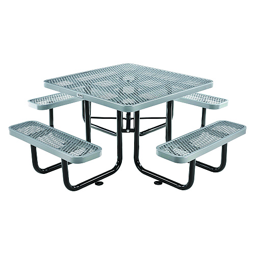 Global Industrial Expanded Steel Picnic Table, Square, 81 x 81 x 29.5, Gray Top, Gray Base/Legs (277151GY)
