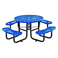 Global Industrial Expanded Steel Picnic Table, Round, 46" Dia x 29.5"h, Blue Top, Blue Base/Legs (277150BL)