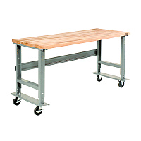 Global Industrial Light Duty Butcher Block Top Adjustable Height Workbench, 800 lbs, 72 x 30 x 36 to 43, Gray (183168A)