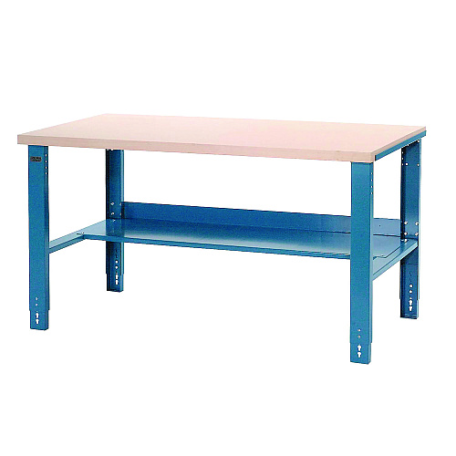 Global Industrial Complete Industrial Workbench, 800 lbs, 60 x 30 x 57.5 to 62.5, Blue (606929)
