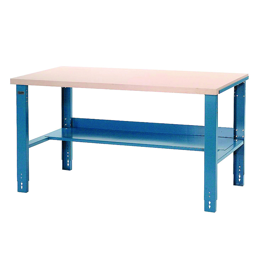Global Industrial Complete Industrial Workbench, 800 lbs, 60 x 30 x 57.5 to 62.5, Blue (606929)