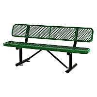 Global Industrial Expanded Steel Bench With Back, 72 x 24 x 33, Green (277154GN)