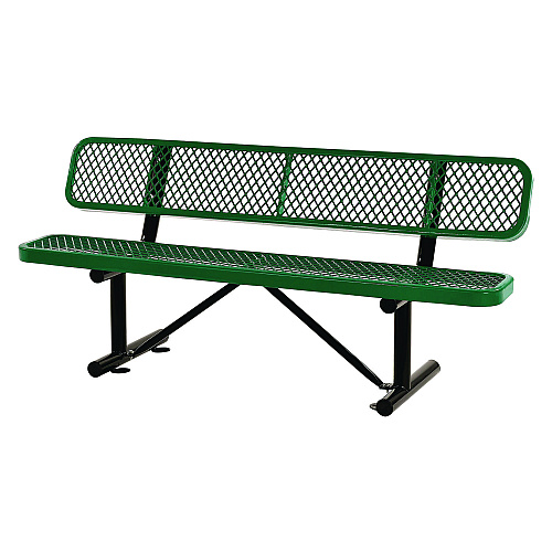 Global Industrial Expanded Steel Bench With Back, 72 x 24 x 33, Green (277154GN)