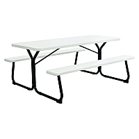 Global Industrial Blow-Molded Plastic Picnic Table, Rectangular, 72 x 60 x 30, White Top, White Base/Legs (695484)