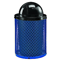 Global Industrial Outdoor Diamond Steel Trash Can, 36 gal, Dome Lid, Blue (261948BL)