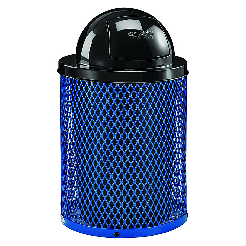 Global Industrial Outdoor Diamond Steel Trash Can, 36 gal, Dome Lid, Blue (261948BL)