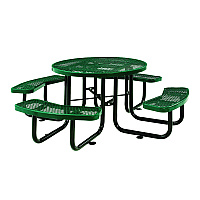 Global Industrial Expanded Steel Picnic Table, Round, 46" Dia x 29.5"h, Green Top, Green Base/Legs (277150GN)