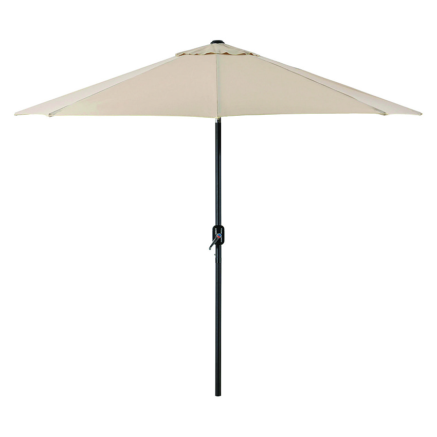 Global Industrial Outdoor Umbrella with Tilt Mechanism, 102" Span, 94" Long, Tan Canopy, Black Handle (262071)