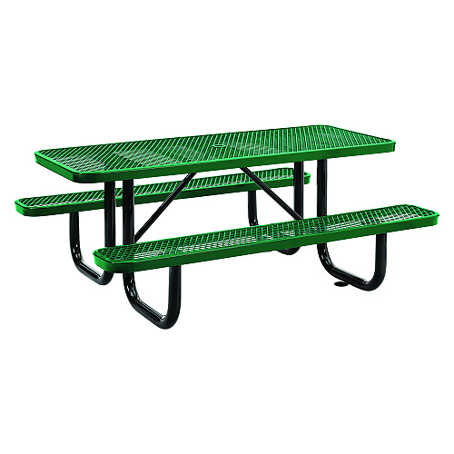 Global Industrial Expanded Steel Picnic Table, Rectangular, 72 x 62 x 29.5, Green Top, Green Base/Legs (277152GN)
