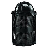 Global Industrial Outdoor Perforated Steel Trash Can with Dome Lid, 36 gal, Steel, Black (261949BK)