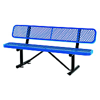 Global Industrial Expanded Steel Bench With Back, 72 x 24 x 33, Blue (277154BL)