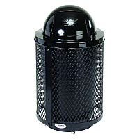 Global Industrial Outdoor Diamond Steel Trash Can with Base, 36 gal, Black (261948BKD)