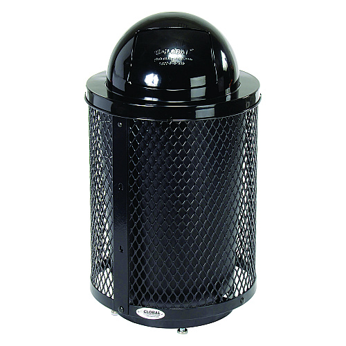 Global Industrial Outdoor Diamond Steel Trash Can with Base, 36 gal, Black (261948BKD)