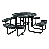 Global Industrial Expanded Steel Picnic Table, Round, 46" Dia x 29.5"h, Black Top, Black Base/Legs (277150BK)