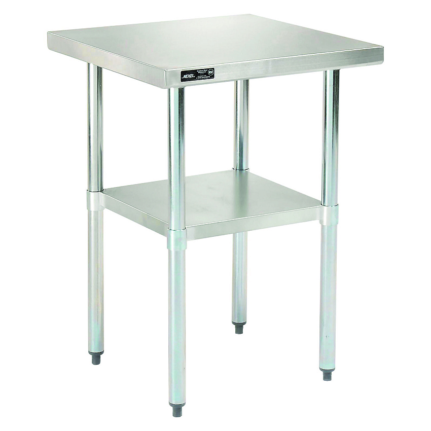 Global Industrial Work Table with Undershelf, Square, 24 x 24 x 35, Silver Top, Silver Base/Legs (319054)
