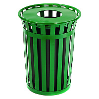 Global Industrial Outdoor Slatted Steel Trash Can, 36 gal, Green (237726GN)