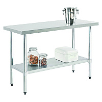 Global Industrial Work Table with Undershelf, Rectangular, 72 x 30 x 35, Silver Top, Silver Base/Legs (319057)