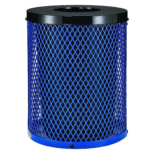 Global Industrial Outdoor Diamond Steel Trash Can, 36 gal, Blue (261924BL)