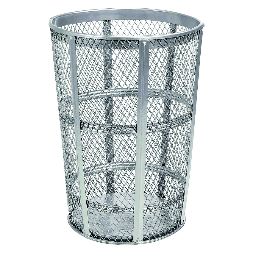 Global Industrial Steel Mesh Corrosion Resistant Trash Can, 48 gal, Silver (237633)