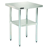 Global Industrial Work Table with Undershelf, Square, 30 x 30 x 35, Silver Top, Silver Base/Legs (493596)