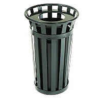 Global Industrial Outdoor Slatted Steel Trash Can, 24 gal, Black (237725BK)