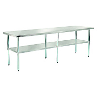 Global Industrial Work Table with Undershelf, Rectangular, 96 x 30 x 35, Silver Top, Silver Base/Legs (319058)