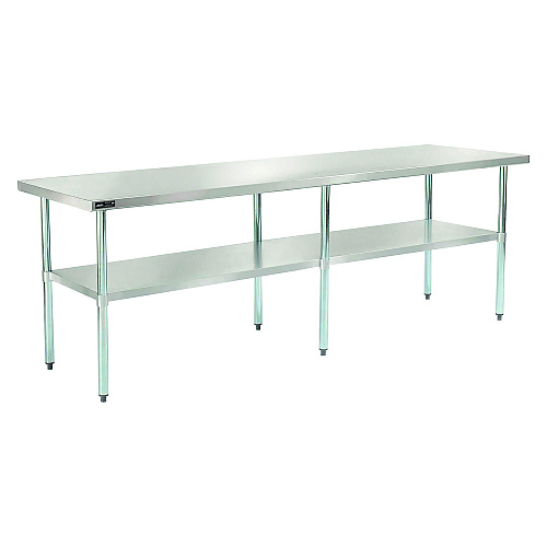 Global Industrial Work Table with Undershelf, Rectangular, 96 x 30 x 35, Silver Top, Silver Base/Legs (319058)