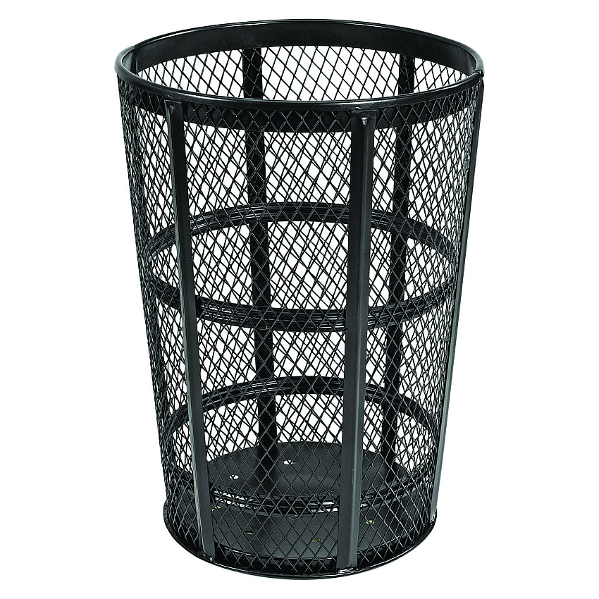 Global Industrial Steel Mesh Corrosion Resistant Trash Can, 48 gal, Black (237634BK)