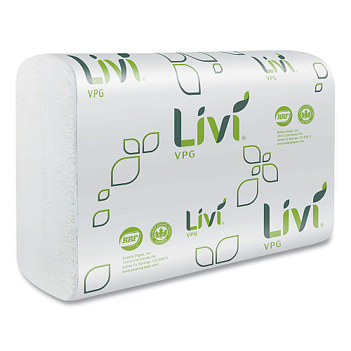 Livi VPG Multifold Towel, 1-Ply, 9.45 x 9.06, White, 250 Sheets/Pack, 16 Packs/Carton (43513)