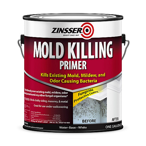 Zinsser Mold Killing Primer, Interior/Exterior, Flat White, 1 gal Bucket/Pail, 2/Carton (276049CT)