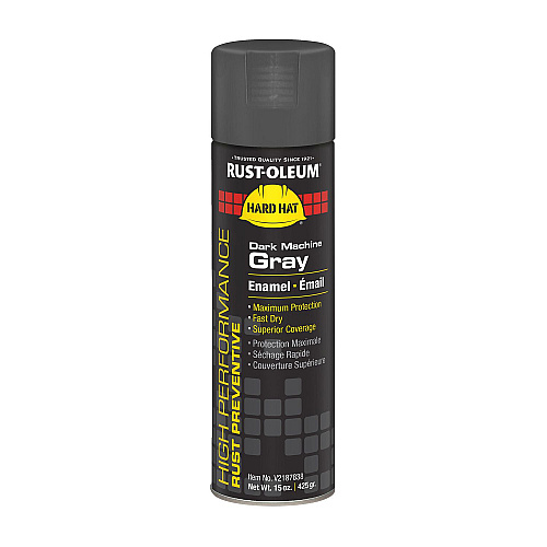 Rust-Oleum Hard Hat High Performance V2100 System Rust Preventive Enamel Spray Paint, Gloss Dark Machine Gray, 15 oz Aerosol Can, 6/CT (V2187838CT)