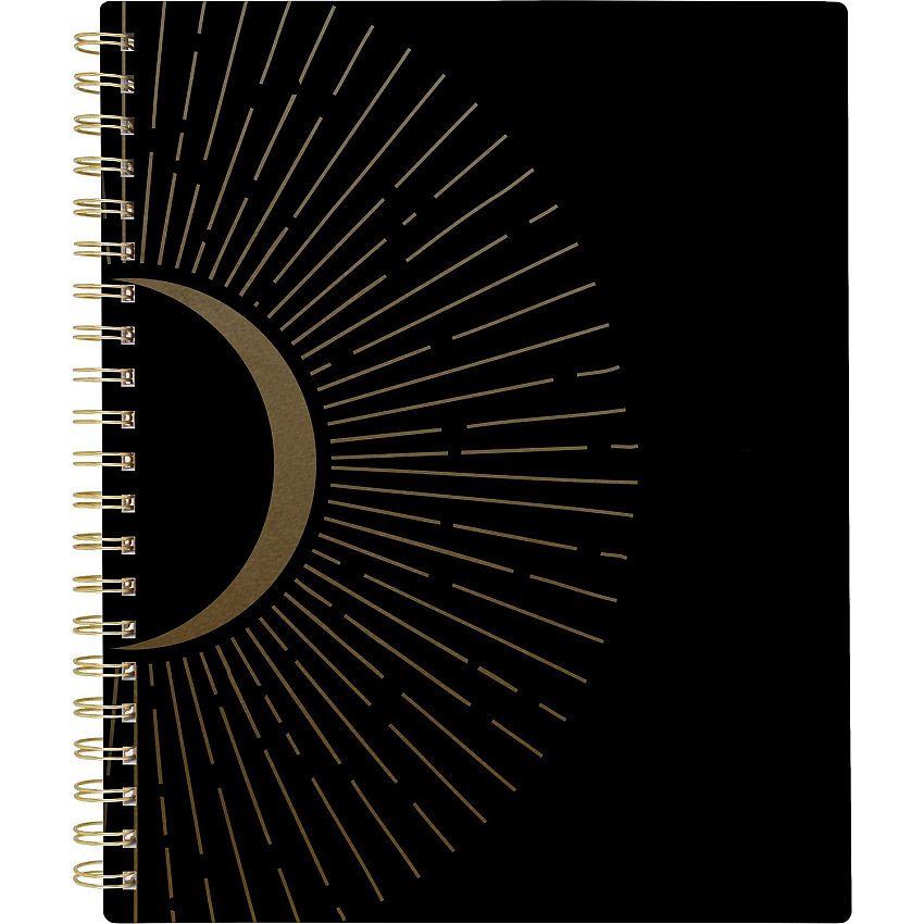 Cambridge Radiate Weekly/Monthly Planner, Stylized Solar-Eclipse Artwork, 11 x 9.25, Black/Gold Cover, 12-Month (Jan to Dec): 2025 (1725905)
