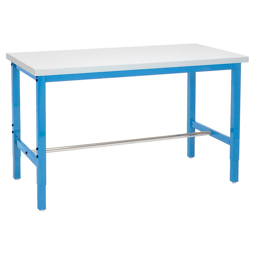 Global Industrial Adjustable Height Heavy Duty Workbenches, 5,000 lbs, 48 x 36 x 31.63 to 43.63, White/Blue (606975BL)
