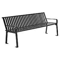 Global Industrial Steel Slat Benches with Back, 72 x 26 x 31, Black (694854BKKD)