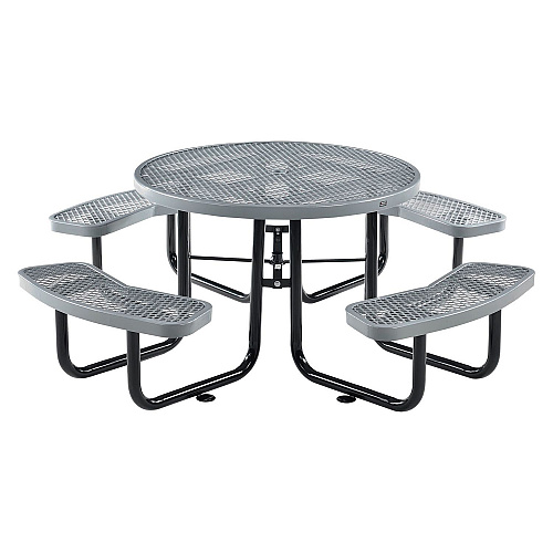 Global Industrial Expanded Steel Picnic Table, Round, 46" Dia x 29.5"h, Gray Top, Gray Base/Legs (277150GY)