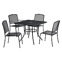 Global Industrial Interion Mesh Cafe Table and Chair Sets, Square, 36 x 36 x 29, Black Top, Black Base/Legs (695974)