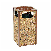 Global Industrial Stone Panel All Weather Trash Receptacle Urn, Open Ashtray Top, 24 gal, Steel, Brown (238243BN)
