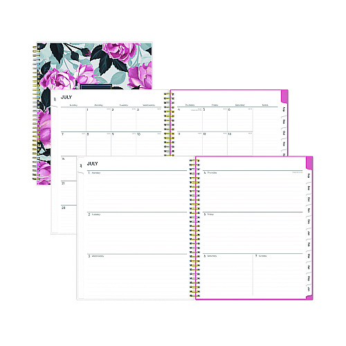 Blue Sky Roosevelt Pink Academic Weekly/Monthly Planner, Floral Artwork, 11" x 8.5", Pink/Gray Cover, 12-Month (July-June): 2025-2026 (128691)